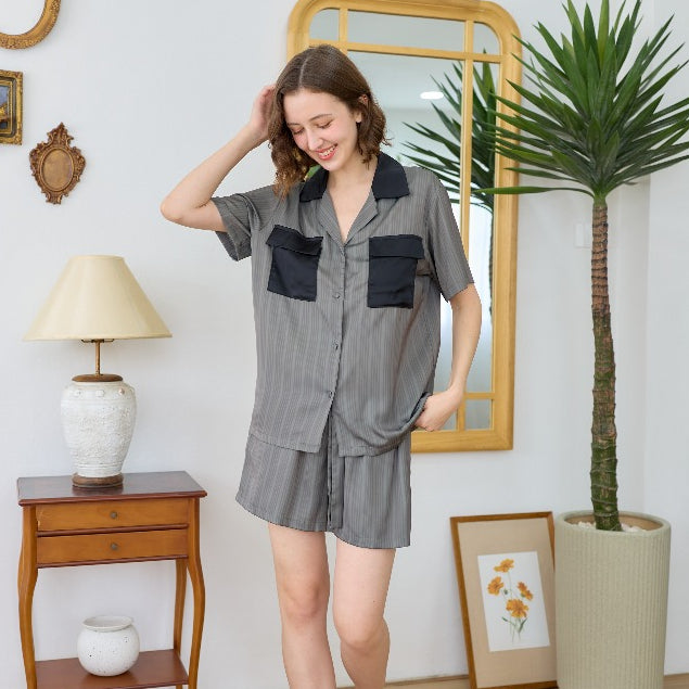ชุดนอน Muslin Pajamas Collection Muslin Pet รุ่น Davy's Gray (N3267 T3267 Y3267 Y3268)|ชุดนอนคู่รัก
