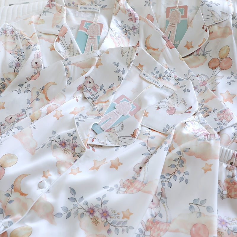 ชุดนอน Muslin Pajamas Silk Satin รุ่น Dreamy Goose Garden (N5153 T5153 K5153) | ชุดนอนผู้หญิง