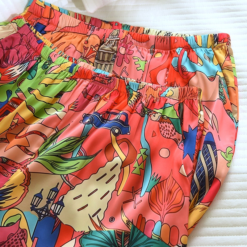 ชุดนอน Muslin Pajamas Silk Satin รุ่น Jungle Pop Tiger (W2161 V2161)| ชุดนอนชุดเที่ยว,ชุดนอนผู้หญฺิง