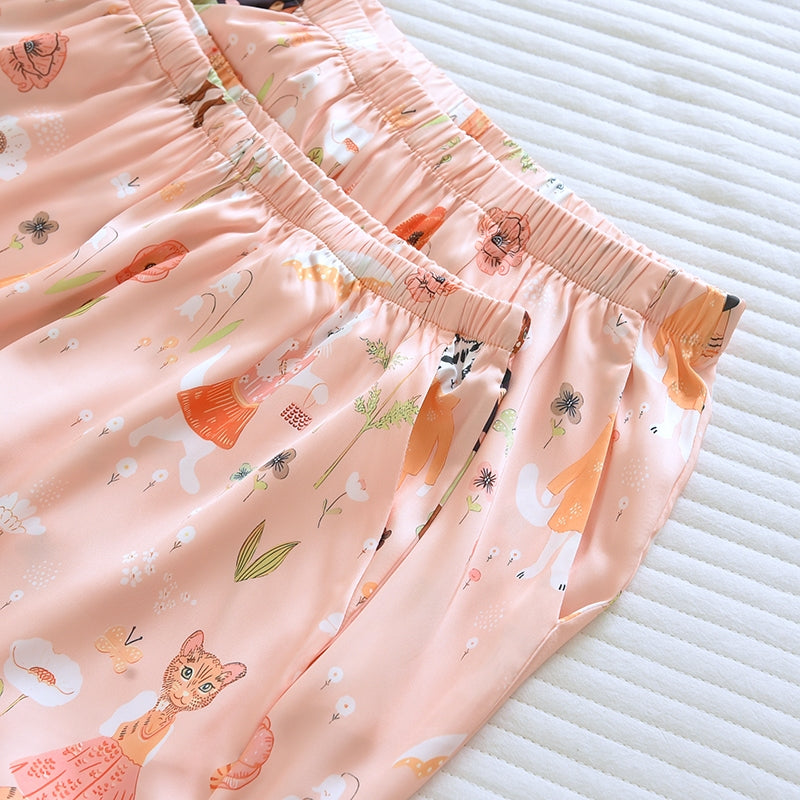 ชุดนอน Muslin Pajamas Silk Satin รุ่น Blossom Companions (W2167 V2167) | ชุดนอนผู้หญิง,ชุดเที่ยว