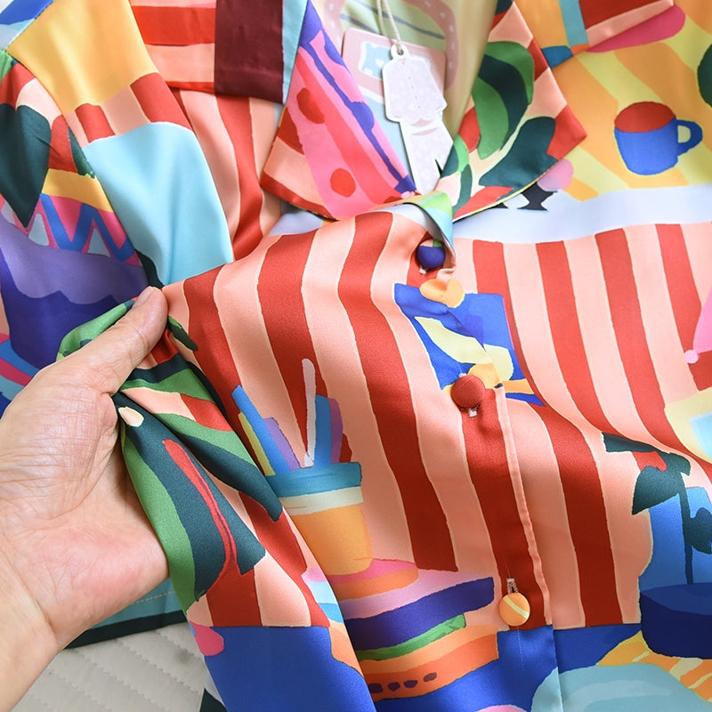 ชุดนอน Muslin Pajamas Silk Satin รุ่น Morning Mood in Studio (N5151 T5151) | ชุดนอนผู้หญิง