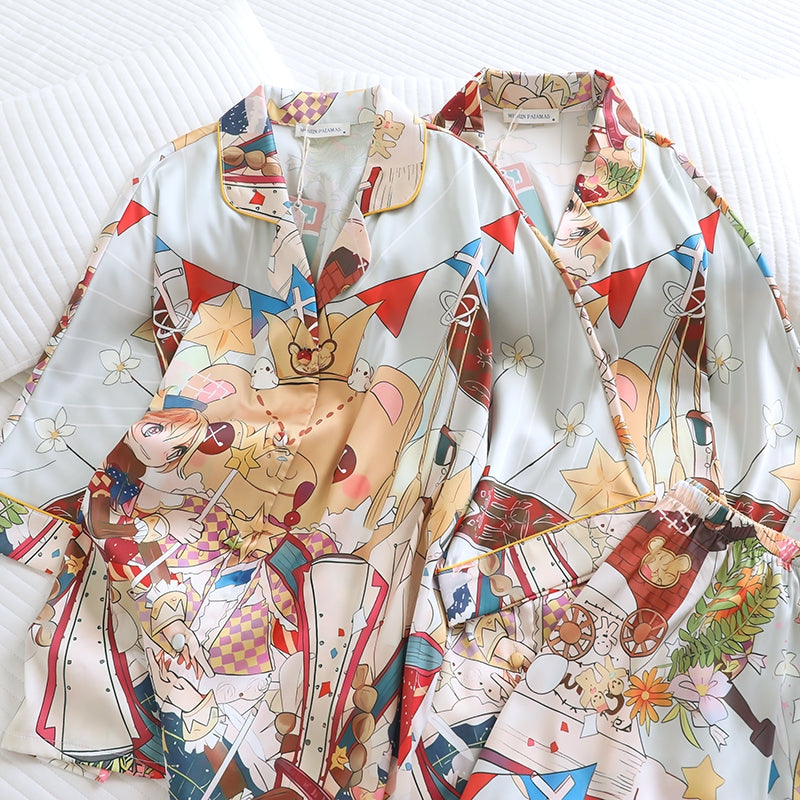 ชุดนอน Muslin Pajamas Silk Satin รุ่น Dreamy Kingdom (W2166 V2166) | ชุดนอนผู้หญิง