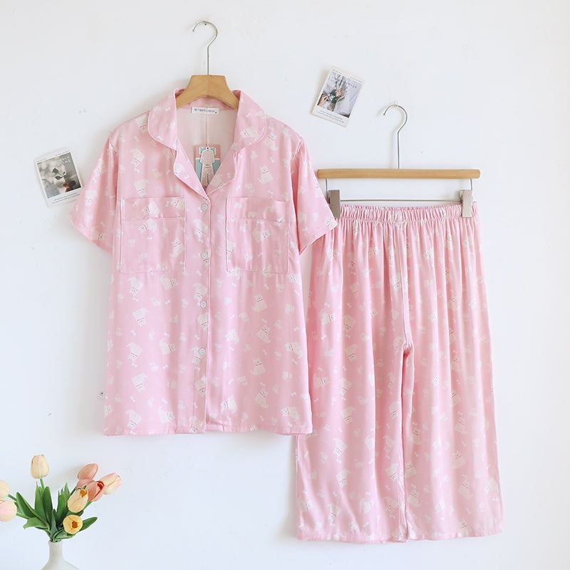ชุดนอน Muslin Pajamas Organic bamboo รุ่น Wooffy Love (A1053 B1053 E1053) | ชุดนอนผู้หญิง