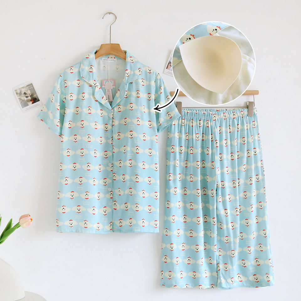 ชุดนอน Muslin Pajamas Organic bamboo รุ่นSnow Puppy (A1041 E1041 B1041)|ชุดนอนมีบรา,ชุดนอนผู้หญิง