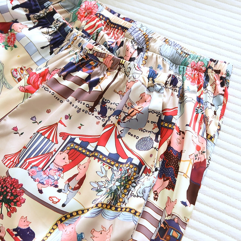 ชุดนอน Muslin Pajamas Silk Satin รุ่น Fairytale Circus (W2159 V2159) | ชุดนอนชุดเที่ยว,ชุดนอนผู้หญิง