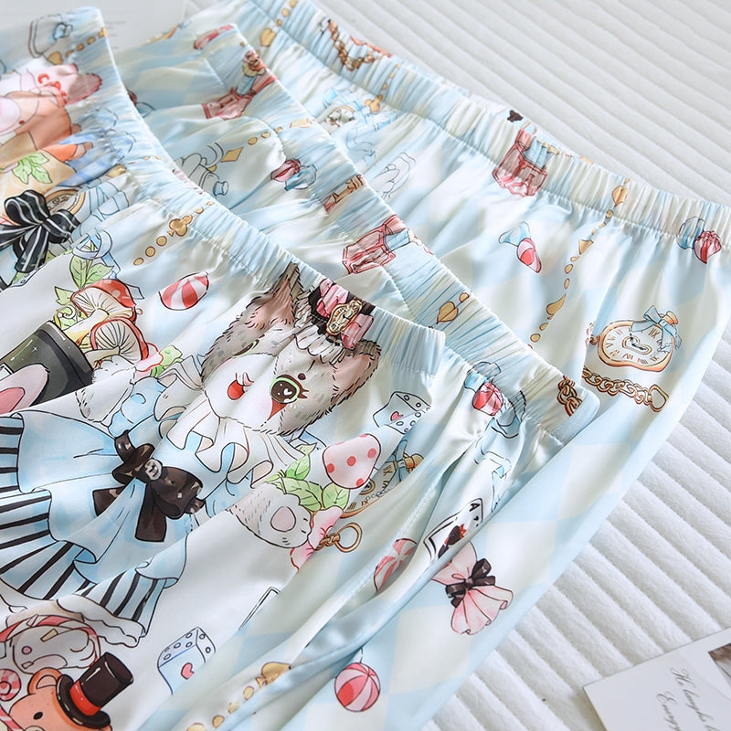 ชุดนอน Muslin Pajamas Silk Satin รุ่น Wonderland Kitty (W2171 V2171 L2171) | ชุดนอนผู้หญิง,ชุดเที่ยว