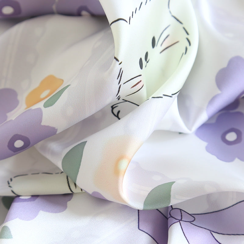 ชุดนอน Muslin Pajamas Silk Satin รุ่น Kitty Lavender (N5161 T5161 K5161) | ชุดนอนผู้หญิง