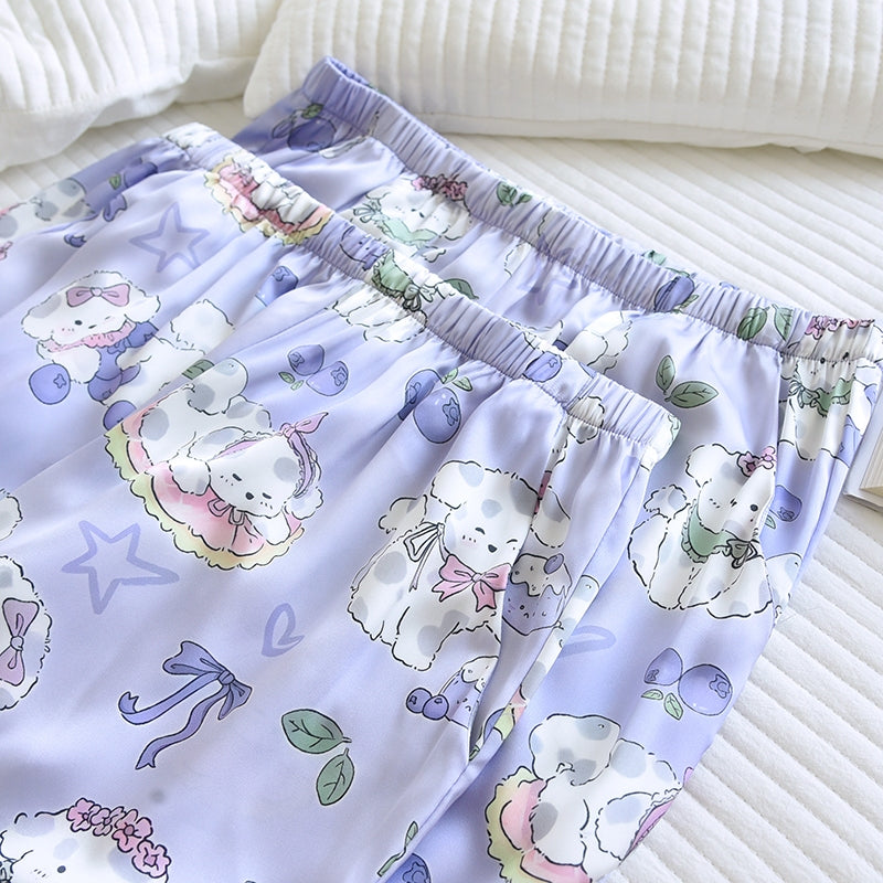 ชุดนอน Muslin Pajamas Silk Satin รุ่น Pastel Pudding (N5155 T5155) | ชุดนอนผู้หญิง