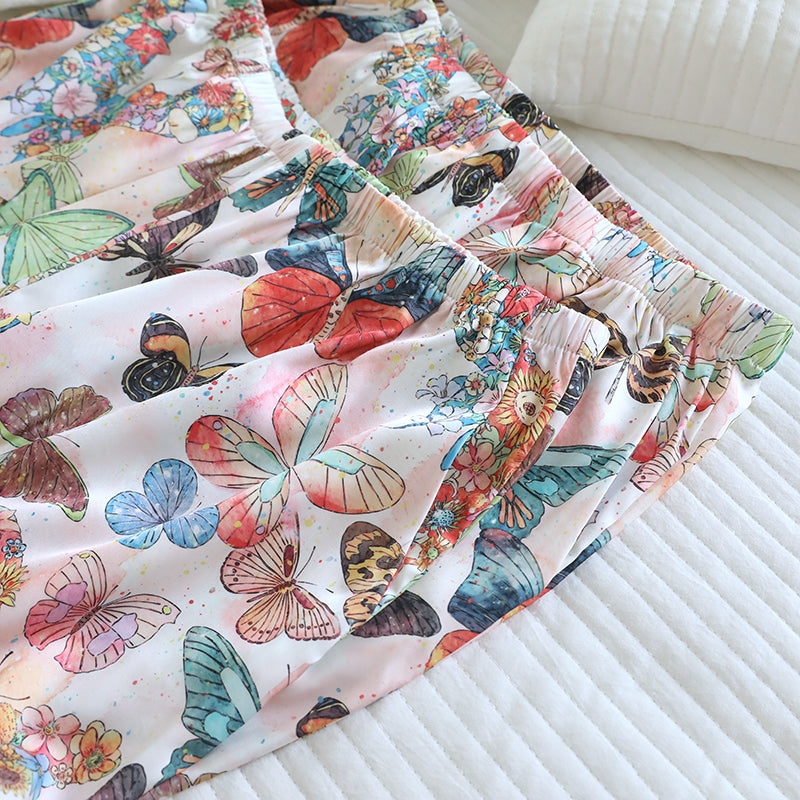 ชุดนอน Muslin Pajamas Silk Satin รุ่น Garden of Wings (W2169 V2169 L2169 K2169) | ชุดนอนชุดเที่ยว