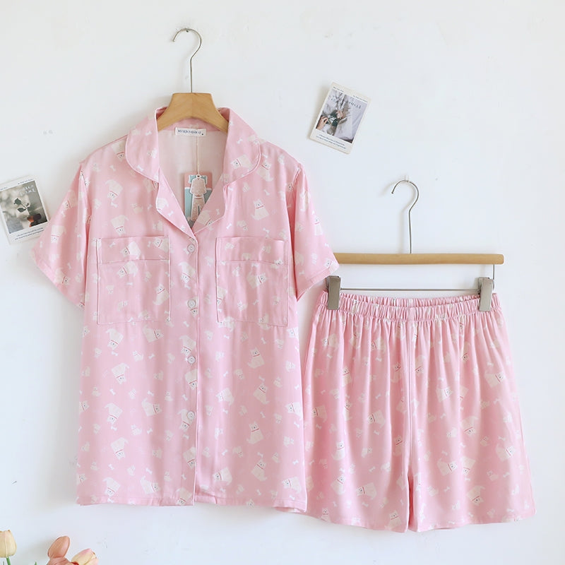 ชุดนอน Muslin Pajamas Organic bamboo รุ่น Wooffy Love (A1053 B1053 E1053) | ชุดนอนผู้หญิง