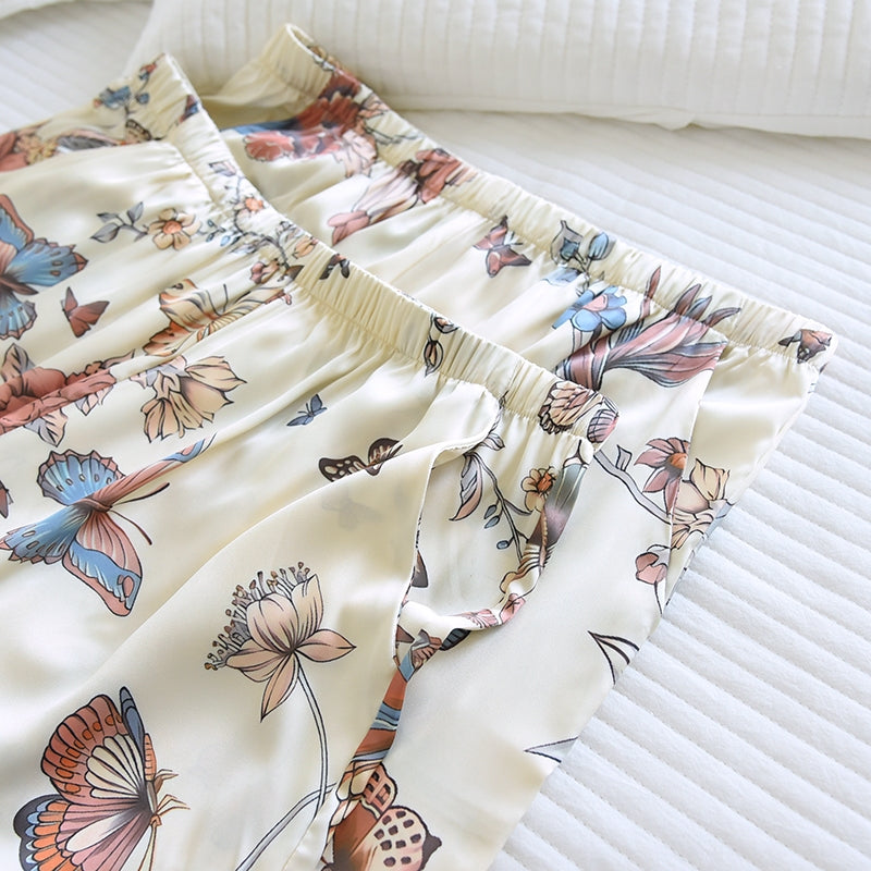 ชุดนอน Muslin Pajamas Silk Satin รุ่น Butterfly Blossom (N5152 T5152) | ชุดนอนผู้หญิง