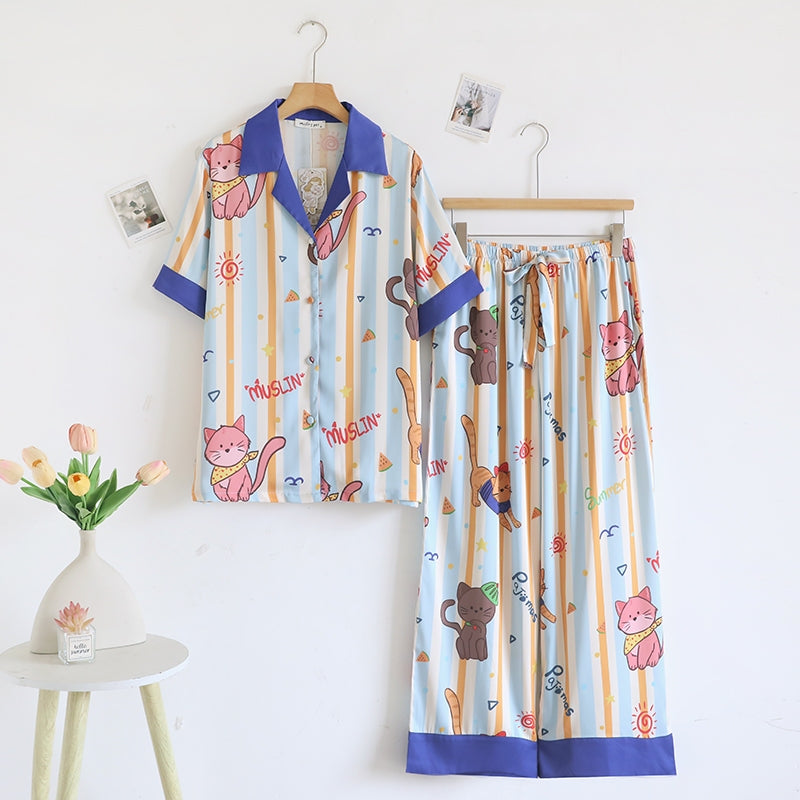 ชุดนอน Muslin Pajamas Muslin Pet รุ่นSummer (3253 3254 3245 3246 3247 3248 3249 3250)|ชุดนอนชุดเที่ยว