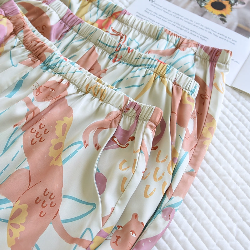 ชุดนอน Muslin Pajamas Silk Satin รุ่นHappy Safari(N5135 T5135 L5135)|ชุดนอนผู้หญิง,ชุดนอนชุดเที่ยว