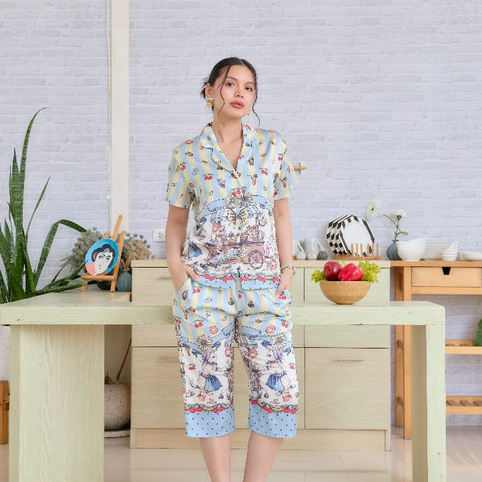 ชุดนอน Muslin Pajamas Silk Satin รุ่นPurrfe Cafe (N2149 T2149 L2149) | ชุดนอนผู้หญิง