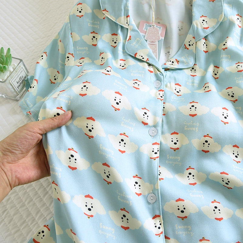 ชุดนอน Muslin Pajamas Organic bamboo รุ่นSnow Puppy (A1041 E1041 B1041)|ชุดนอนมีบรา,ชุดนอนผู้หญิง
