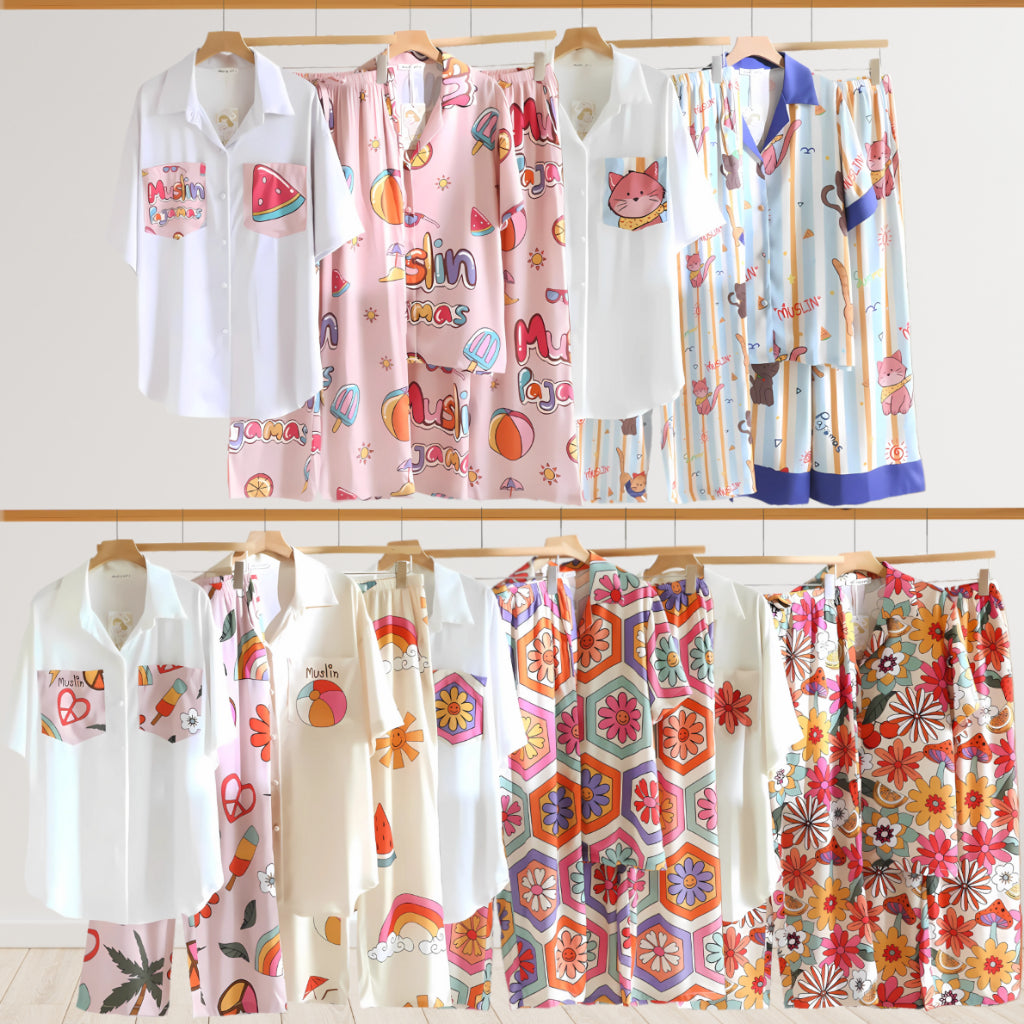 ชุดนอน Muslin Pajamas Muslin Pet รุ่นSummer (3253 3254 3245 3246 3247 3248 3249 3250)|ชุดนอนชุดเที่ยว