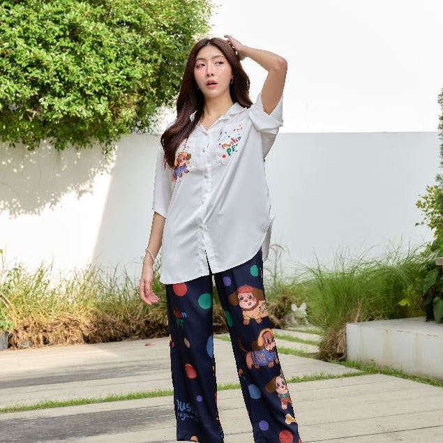 ชุดนอน Muslin Pajamas Collection Muslin Pet รุ่น Puppy Carnival Brown (T3231 T3232)|ชุดนอนชุดเที่ยว