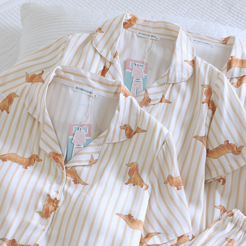ชุดนอน Muslin Pajamas Organic bamboo รุ่นBrownie Friends(A1036 E1036 B1036)|ชุดนอนมีบรา