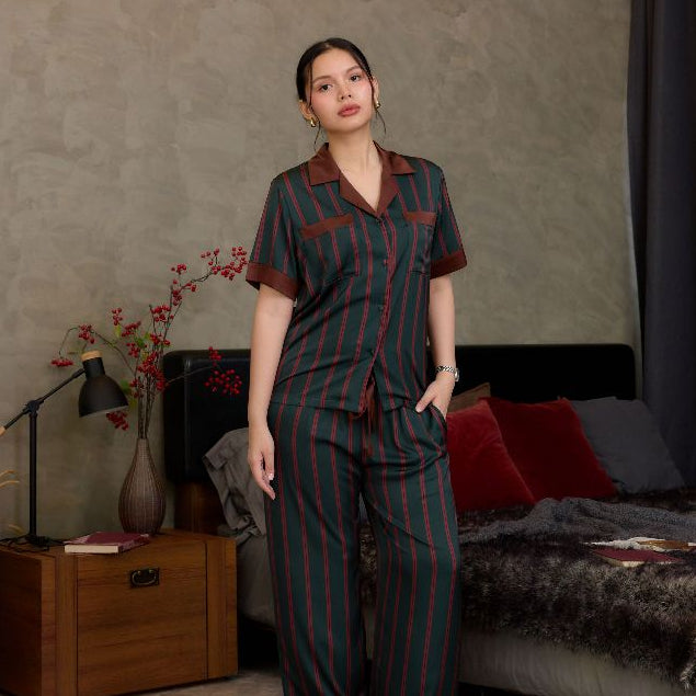 ชุดนอน Muslin Pajamas Collection Muslin Pet รุ่น Retro Vintage (N3228 T3228 Y3228 Y3229)|ชุดนอนคู่รัก