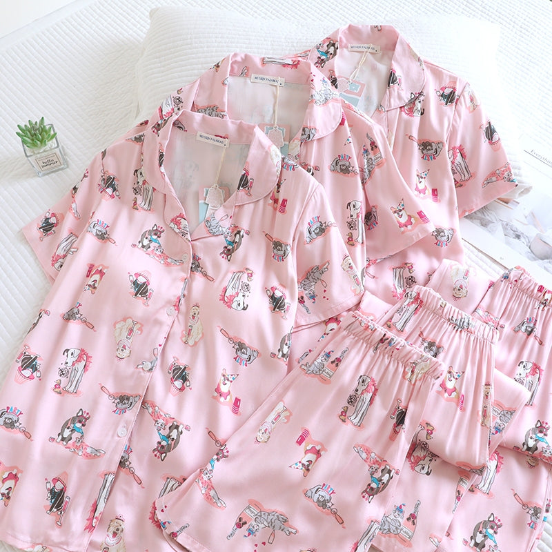 ชุดนอน Muslin Pajamas Organic bamboo รุ่นPlayful Dogs(A1035 E1035 B1035)|ชุดนอนมีบรา,ชุดนอนผู้หญิง