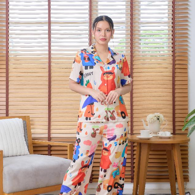 ชุดนอน Muslin Pajamas Silk Satin รุ่น Rainy Boys (N5122 T5122 M5122) | ชุดนอนครอบครัว,ชุดนอนแม่ลูก