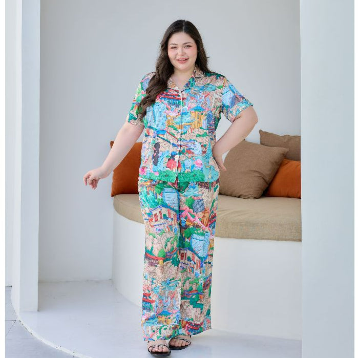 ชุดนอน Muslin Pajamas Silk Satin รุ่น Ocean Fantasy Park (N2180 T2180) | ชุดนอนผู้หญิง