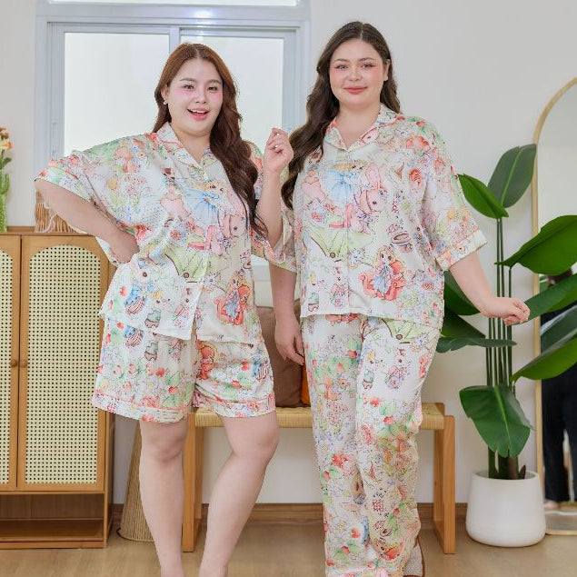 ชุดนอน Muslin Pajamas Silk Satin รุ่น Wonderland Whimsy (W2183 V2183) |ชุดนอนชุดเที่ยว,ชุดนอนผู้หญิง