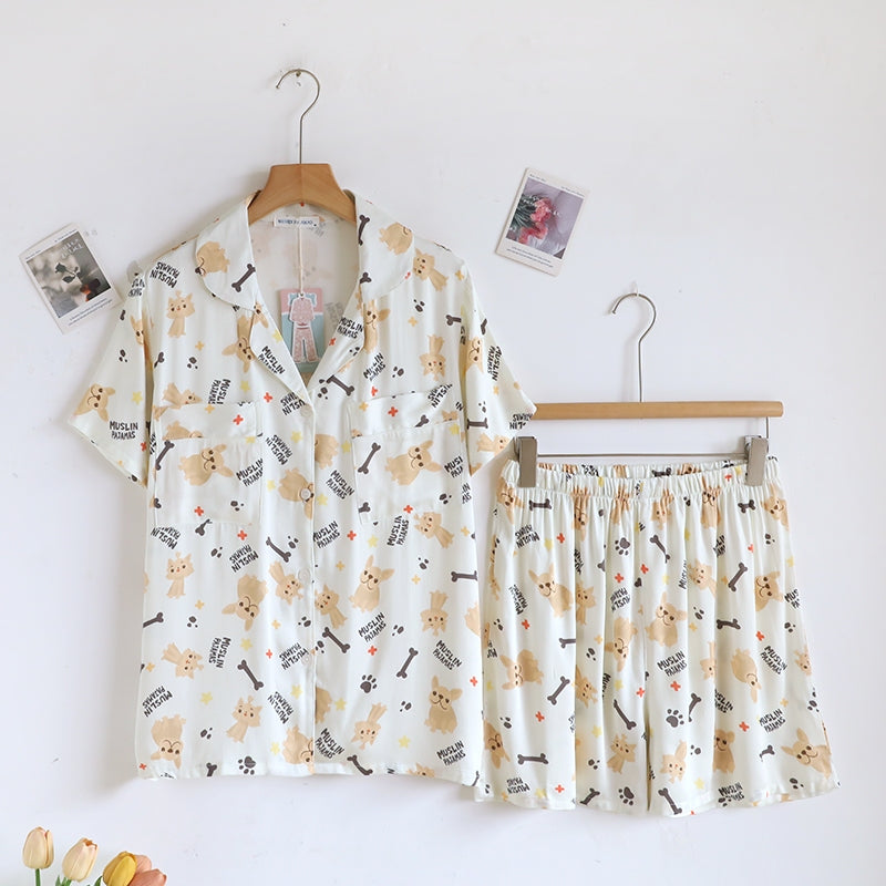 ชุดนอน Muslin Pajamas Organic bamboo รุ่น Puppy Love (A1063 B1063 E1063) | ชุดนอนผู้หญิง