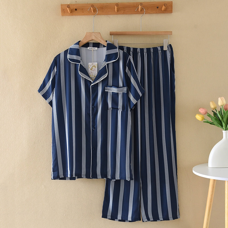 ชุดนอน Muslin Pajamas Collection Muslin Pet รุ่น Classic Charm blue (N3277 T3277 Y3277 Y3278)|คู่รัก