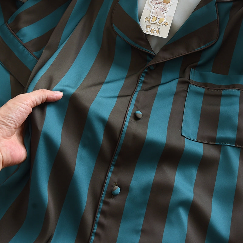 ชุดนอน Muslin Pajamas Collection Muslin Pet รุ่น Mocha Stripes (Y3297 Y3298) | ชุดผู้ชาย