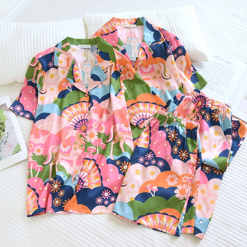 ชุดนอน Muslin Pajamas Silk Satin รุ่น (N5167 T5167) | ชุดนอนชุดเที่ยว