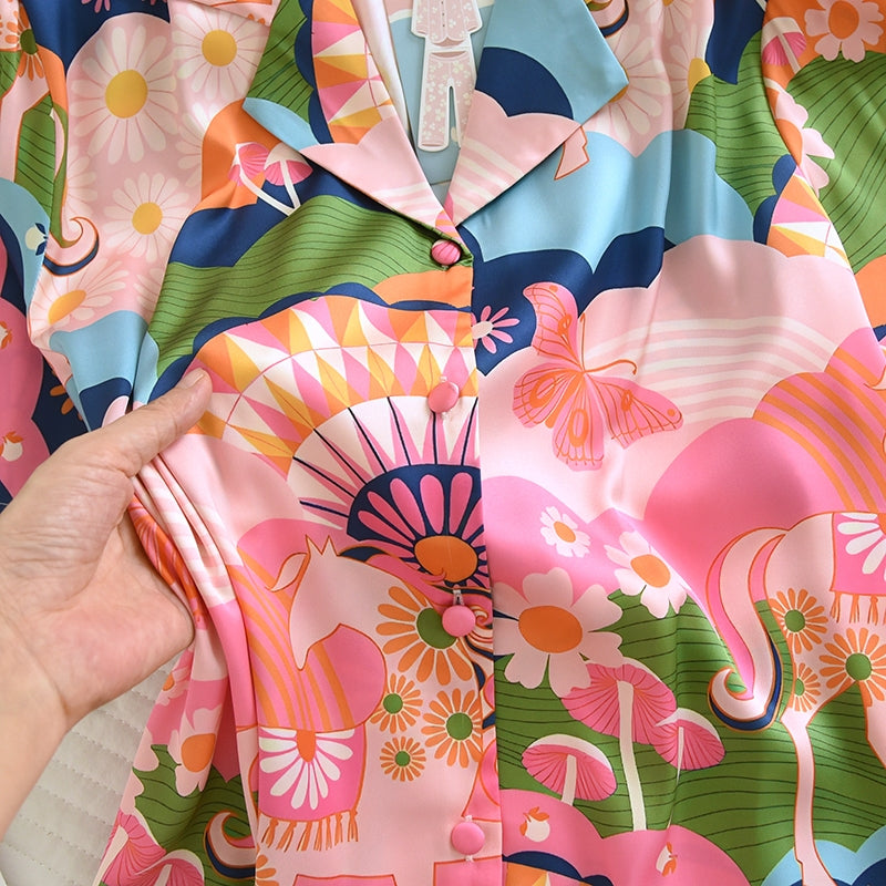 ชุดนอน Muslin Pajamas Silk Satin รุ่น (N5167 T5167) | ชุดนอนชุดเที่ยว