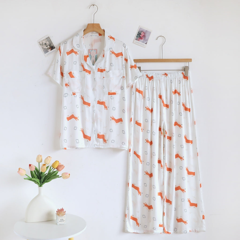 ชุดนอน Muslin Pajamas Organic bamboo รุ่น Four legged Besties (A1072 B1072 E1072) | ชุดนอนผู้หญิง
