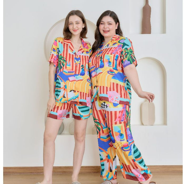 ชุดนอน Muslin Pajamas Silk Satin รุ่น Morning Mood in Studio (N5151 T5151) | ชุดนอนผู้หญิง