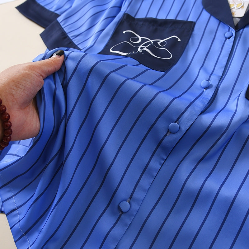 ชุดนอน Muslin Pajamas Silk Satin รุ่น Elegant Stripes (N3307 T3307 P3307) | ชุดนอนผู้หญิง