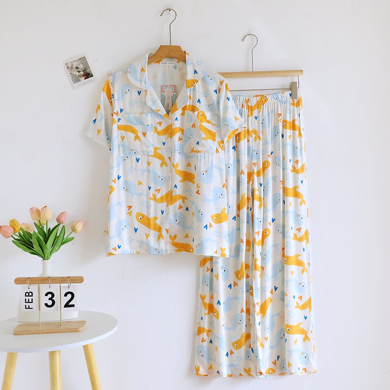 ชุดนอน Muslin Pajamas Organic bamboo รุ่น Whale of a Time (A1069 B1069 E1069) | ชุดผู้หญิง