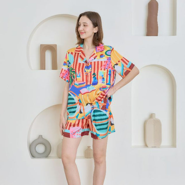 ชุดนอน Muslin Pajamas Silk Satin รุ่น Morning Mood in Studio (N5151 T5151) | ชุดนอนผู้หญิง