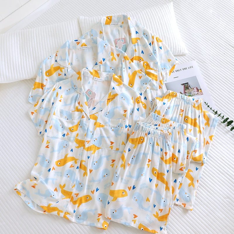 ชุดนอน Muslin Pajamas Organic bamboo รุ่น Whale of a Time (A1069 B1069 E1069) | ชุดผู้หญิง