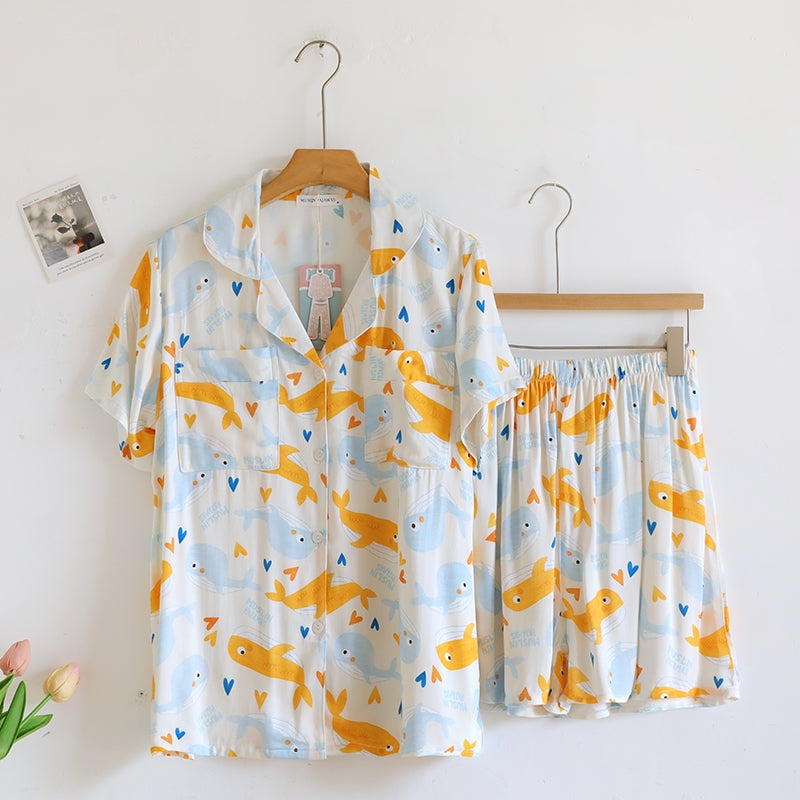 ชุดนอน Muslin Pajamas Organic bamboo รุ่น Whale of a Time (A1069 B1069 E1069) | ชุดผู้หญิง