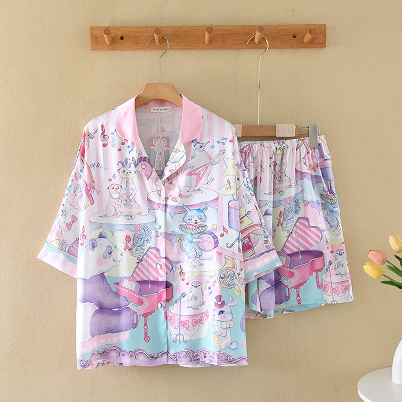 ชุดนอน Muslin Pajamas Silk Satin รุ่น Pastel Harmony (W2196 V2196 L2196) | ชุดผู้หญิง,ชุดเที่ยว