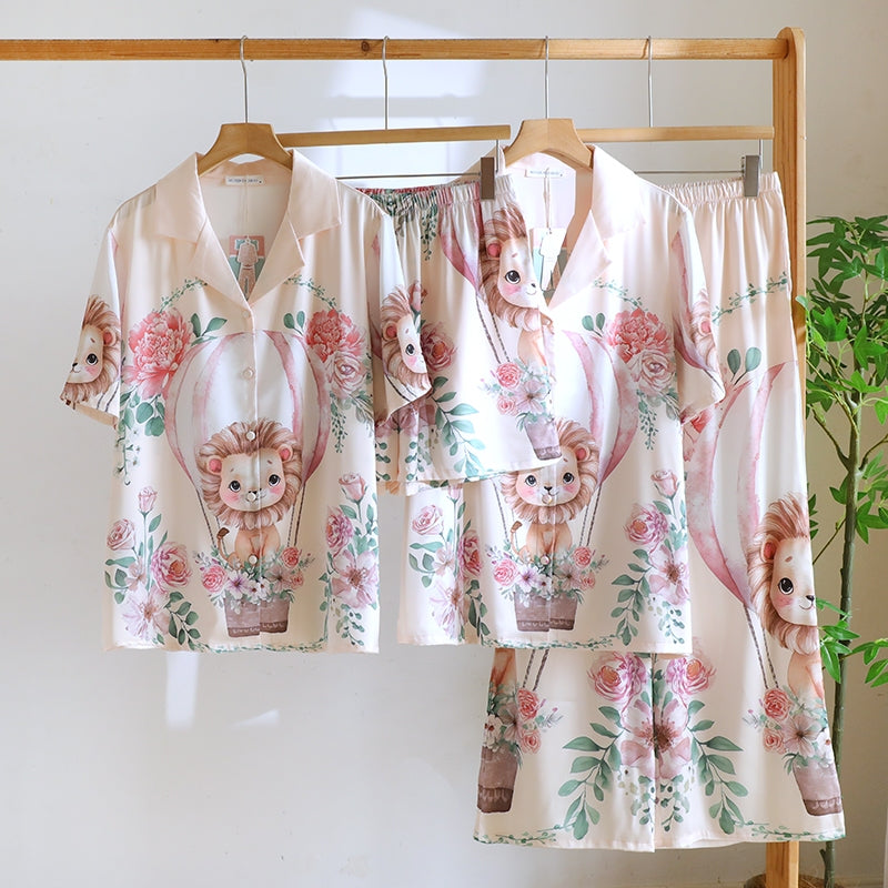 ชุดนอน Muslin Pajamas Silk Satin รุ่น Lion Rose (N5171 T5171) | ชุดนอนผู้หญิง