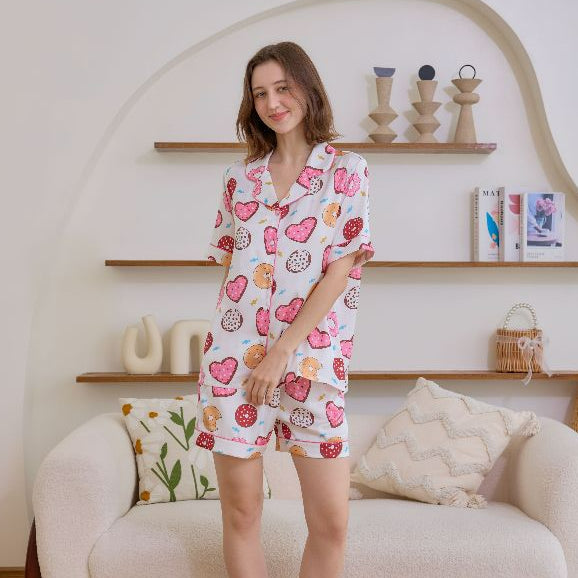 ชุดนอน Muslin Pajamas Silk Satin รุ่น Sprinkle Love (N5159 T5159 K5159) | ชุดนอนผู้หญิง