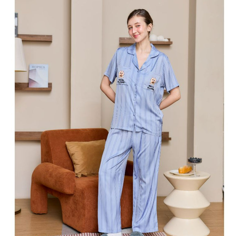 ชุดนอน Muslin Pajamas Collection Muslin Pet รุ่น Blue Cream (N3292 T3292 P3292) | ชุดนอนผู้หญิง