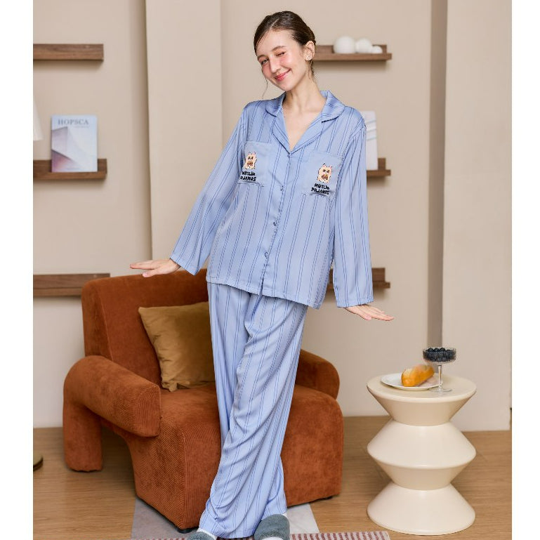 ชุดนอน Muslin Pajamas Collection Muslin Pet รุ่น Blue Cream (N3292 T3292 P3292) | ชุดนอนผู้หญิง