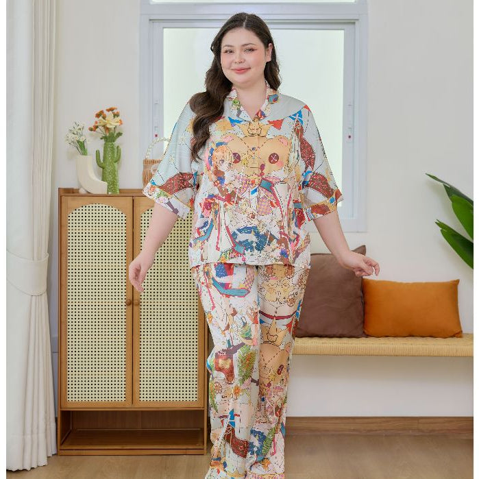 ชุดนอน Muslin Pajamas Silk Satin รุ่น Dreamy Kingdom (W2166 V2166) | ชุดนอนผู้หญิง