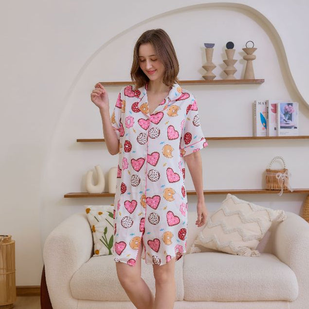 ชุดนอน Muslin Pajamas Silk Satin รุ่น Sprinkle Love (N5159 T5159 K5159) | ชุดนอนผู้หญิง