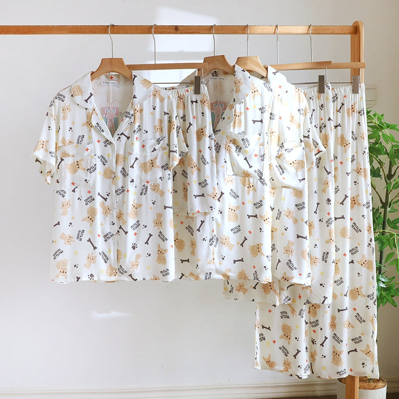 ชุดนอน Muslin Pajamas Organic bamboo รุ่น Puppy Love (A1063 B1063 E1063) | ชุดนอนผู้หญิง