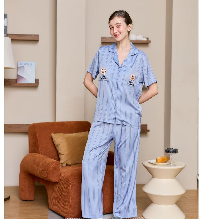 ชุดนอน Muslin Pajamas Collection Muslin Pet รุ่น Blue Cream (N3292 T3292 P3292) | ชุดนอนผู้หญิง