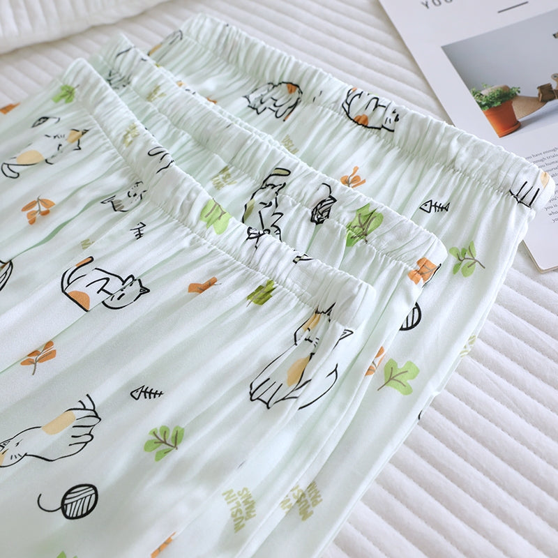 ชุดนอน Muslin Pajamas Organic bamboo รุ่น Mischievous Cat (A1070 B1070 E1070) | ชุดนอนผู้หญิง