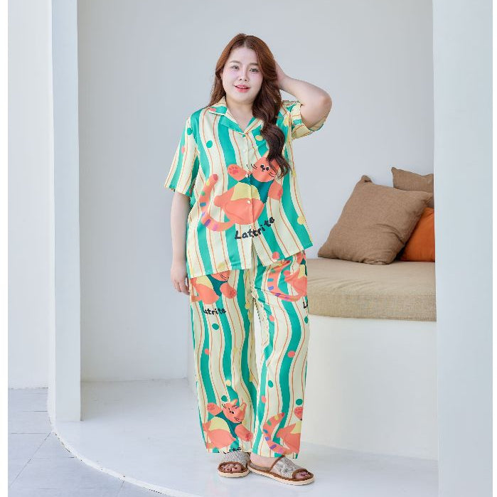 ชุดนอน Muslin Pajamas Silk Satin รุ่น Whisker Wave (N5146 T5146) | ชุดนอนผู้หญิง